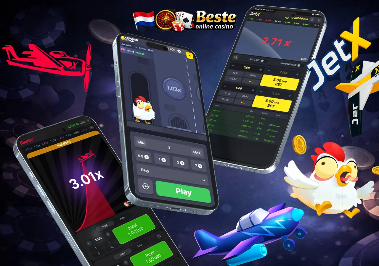 Beste crashgames met kansberekening en spelschermen op mobiele apparaten